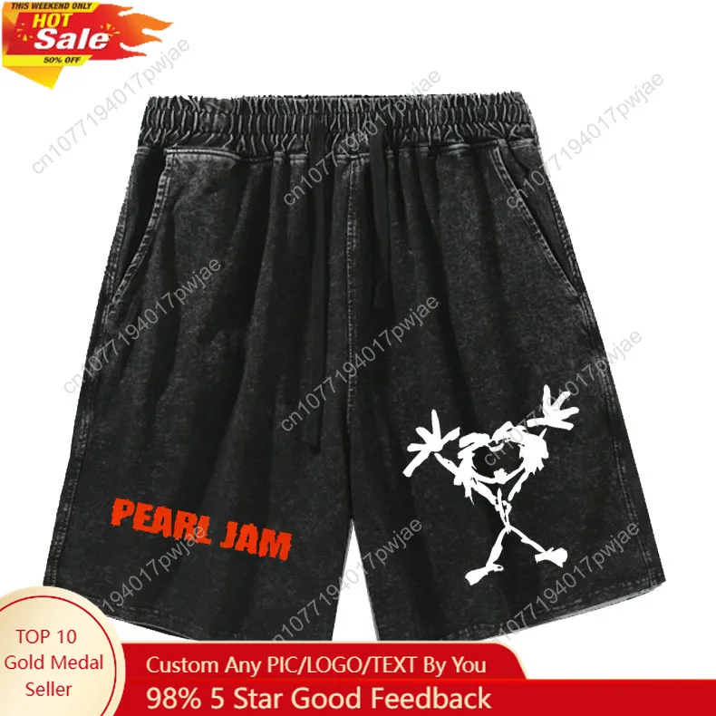 

Pearl Jam Rock Band Shorts Mans Womans Teenager Retro Short Pants Vintage Cotton Elastic Soft Beach Shorts Customized Pants
