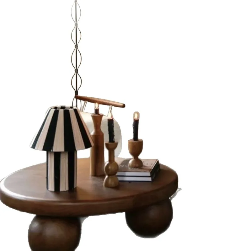 

Antique French medieval coffee table, round retro