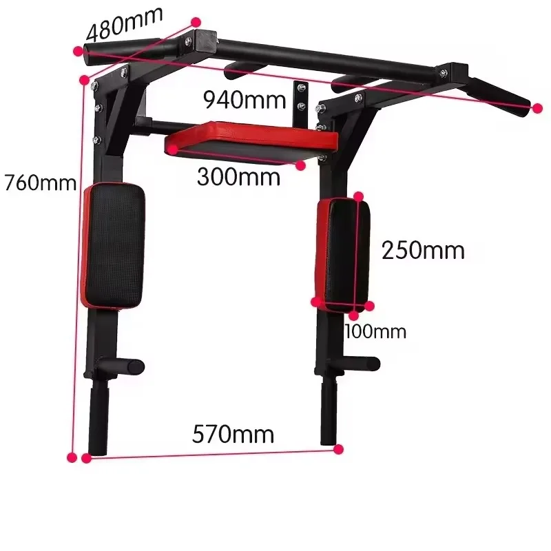 Indoor Home Gym Wall-Mounted Dip Stand Lifting Bar Pull-up and Dip Bars for Push-Ups Parallel Stand Exercises