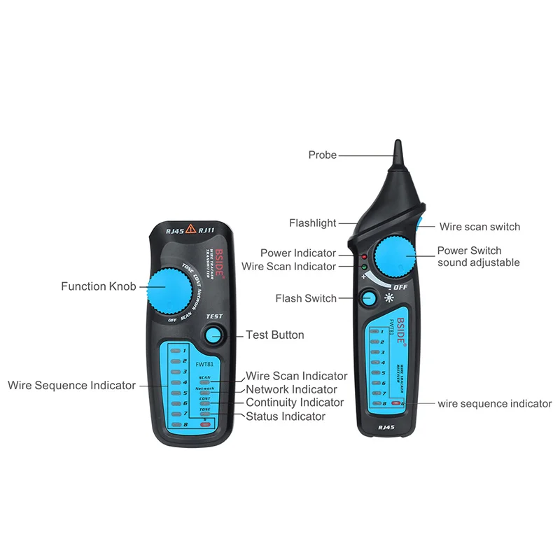 Network Cable Tracker Wire Tester RJ11 RJ45 Cat5 Cat6 Telephone Wire Tracker Tracer Toner Ethernet LAN Network Cable Tester