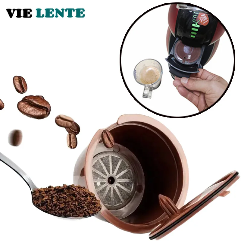 Nachfüllbare Kapseln für Nescafe VIE LENTE Kaffeekapseln, wiederverwendbarer Filter mit Löffelbürste, Kaffeepads, hohe Qualität