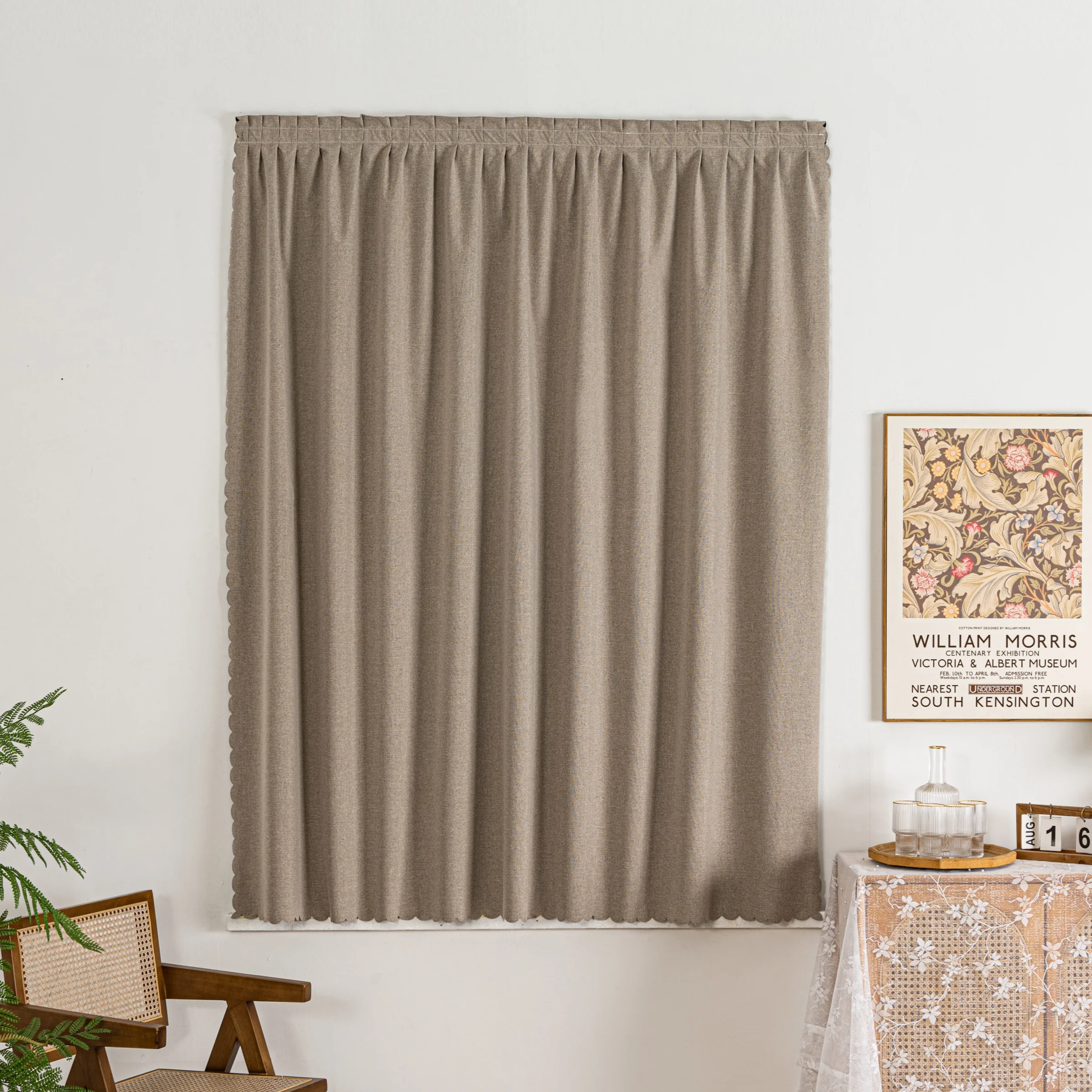 Modern Minimalist Polyester Curtains, Dustproof Insulated UV Protection, Self-Adhesive Installation, Living Room Bedroom