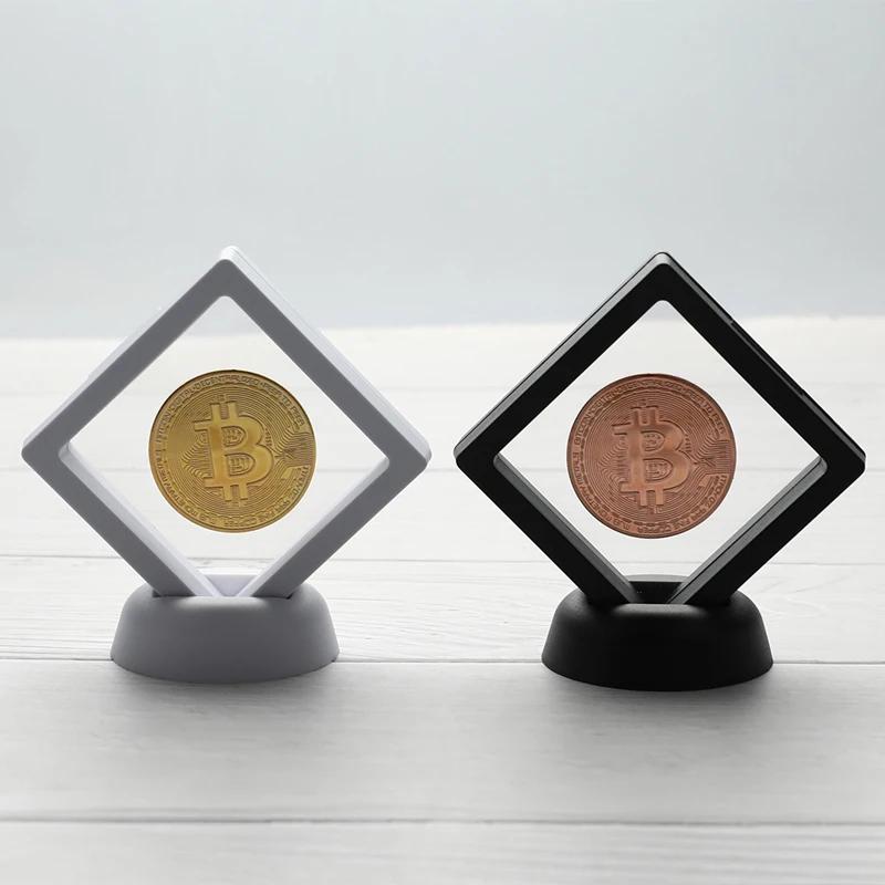 Bitcoin Bit Coin Litecoin Ripple Metal Commemoration Coin With Showing Stand