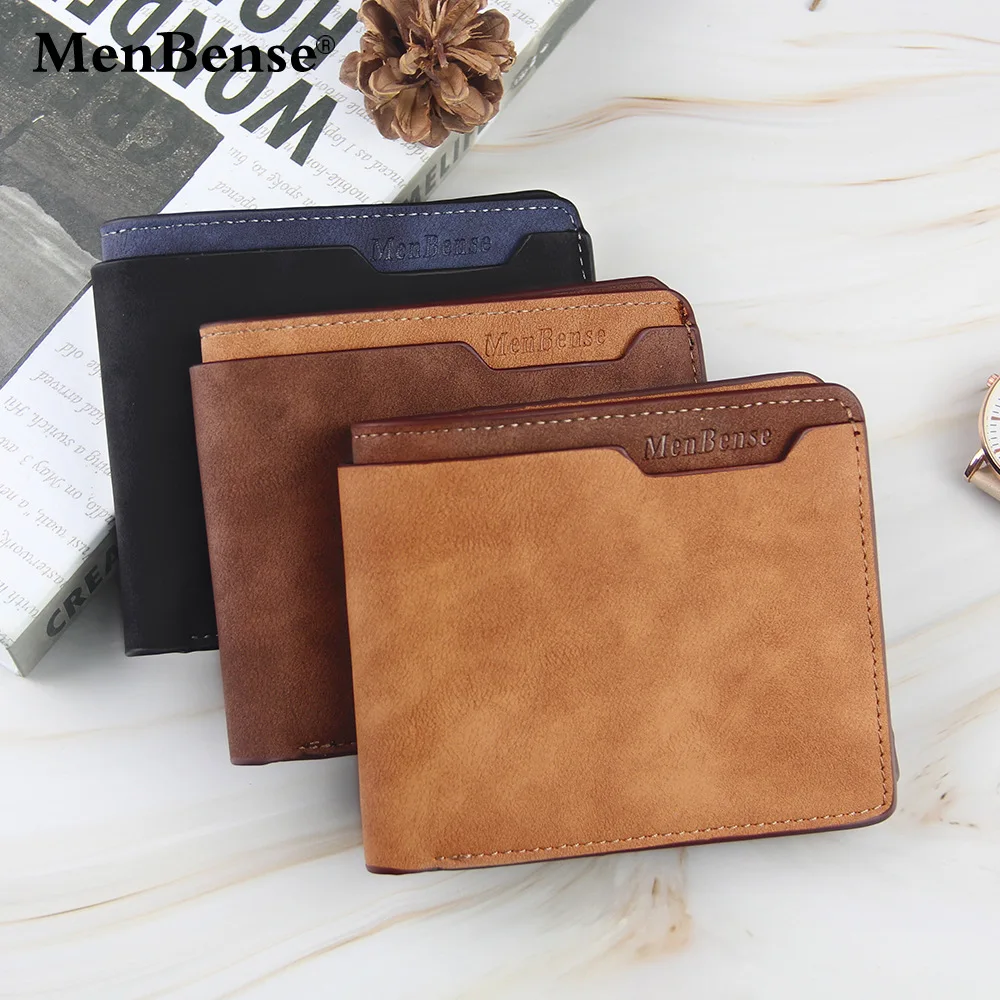 

Men's frosted short wallet Multi-functional three fold stylish casual simple gentleman wallet