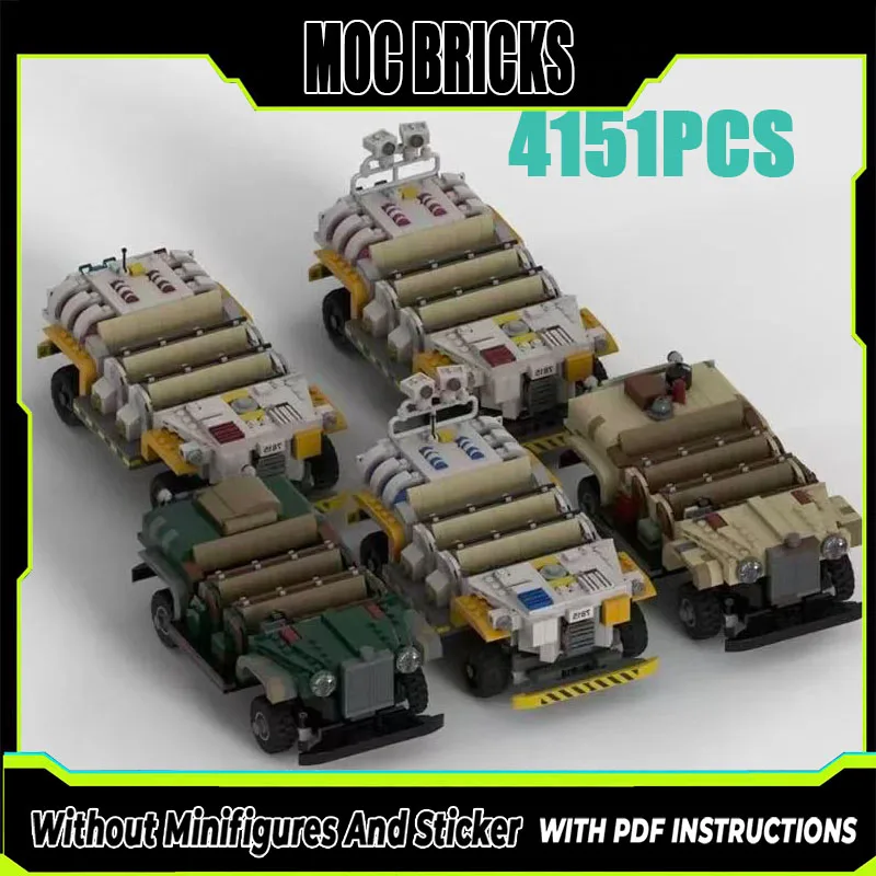 MOC  building blocks, old Jeep transport vehicle model technology, bricks toys