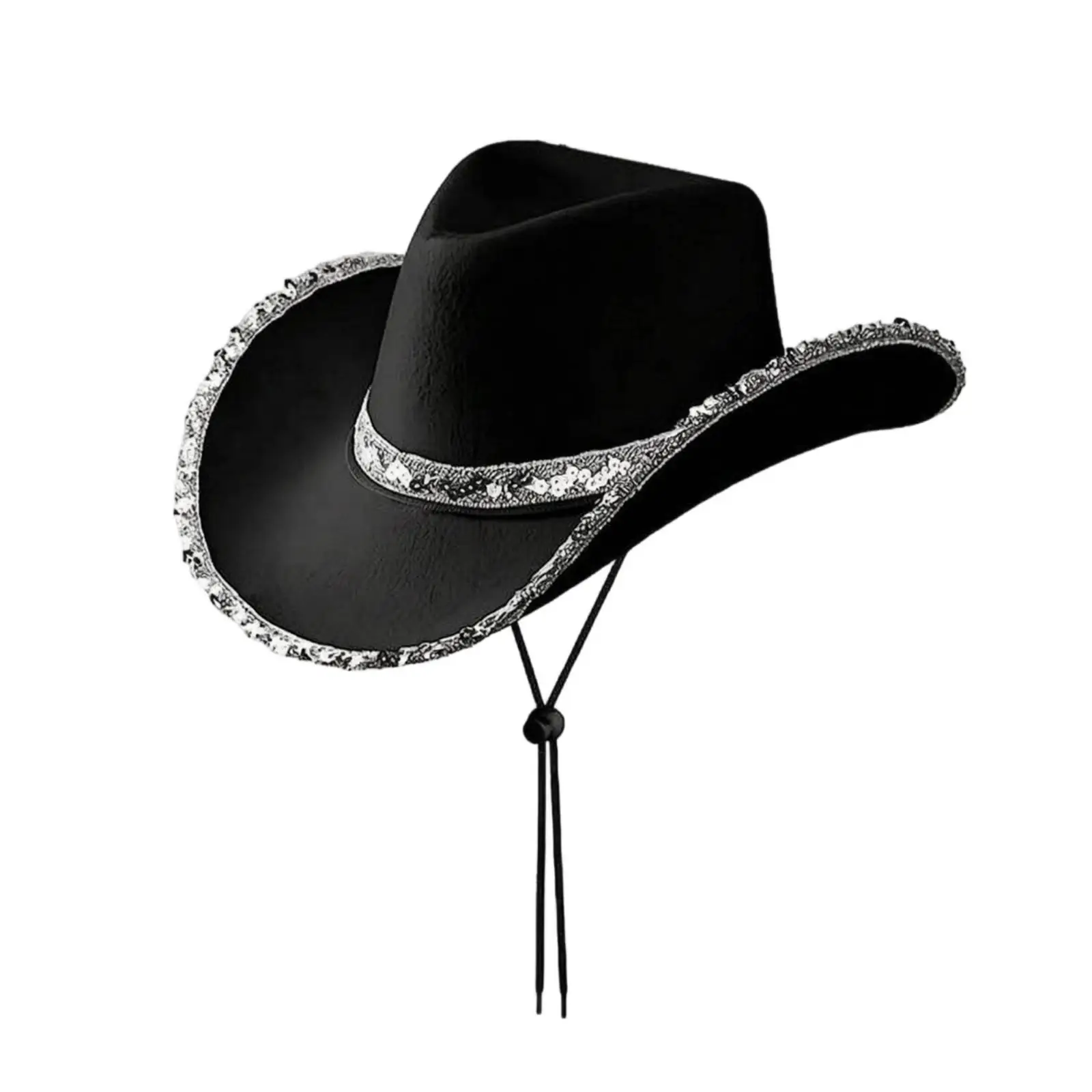 Cowboy Hat with Sequins Shimmering Headwear Glittery for Festivals