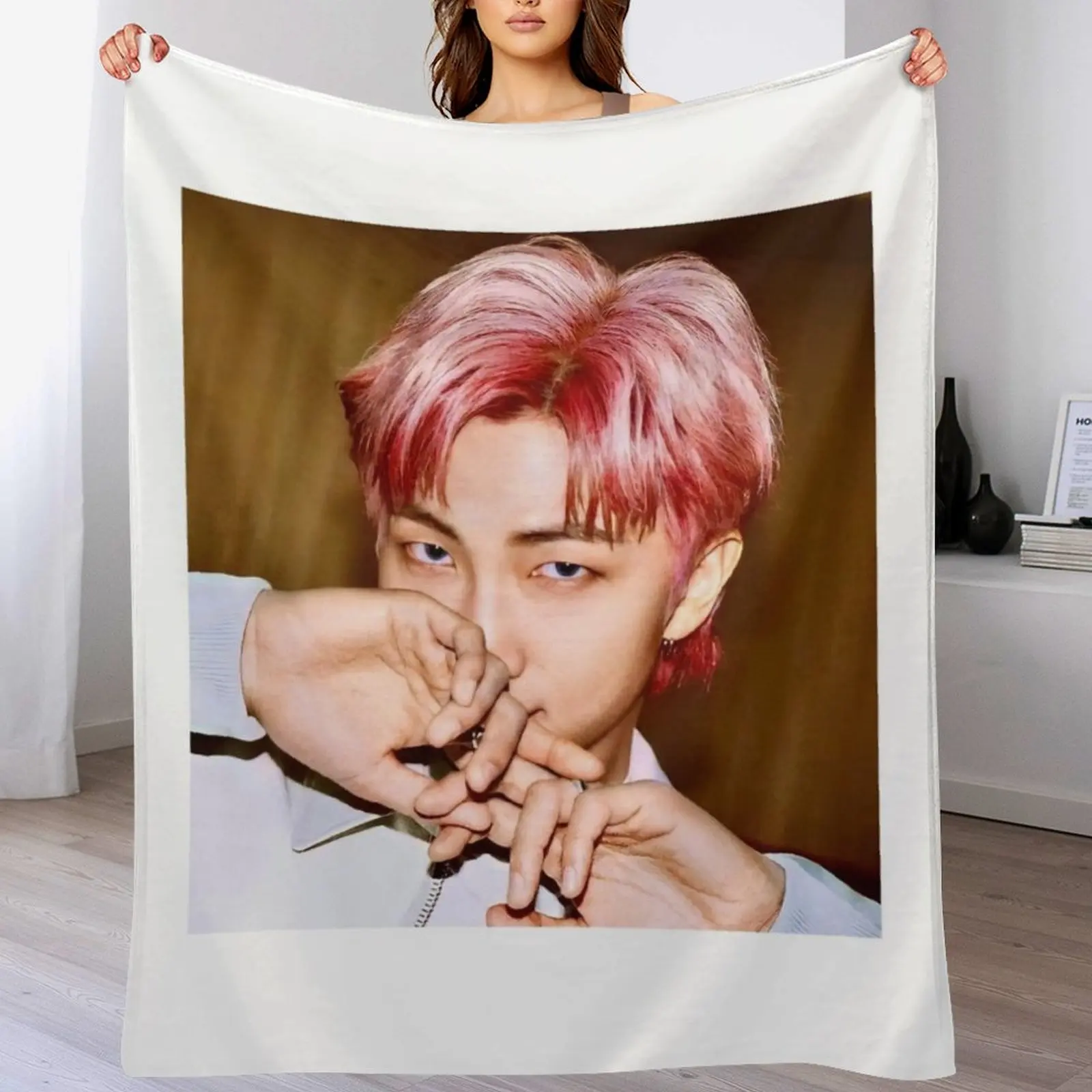 

Namjoon butter teaser photo pink hair RM Throw Blanket Single Cute Plaid Baby For Baby Blankets