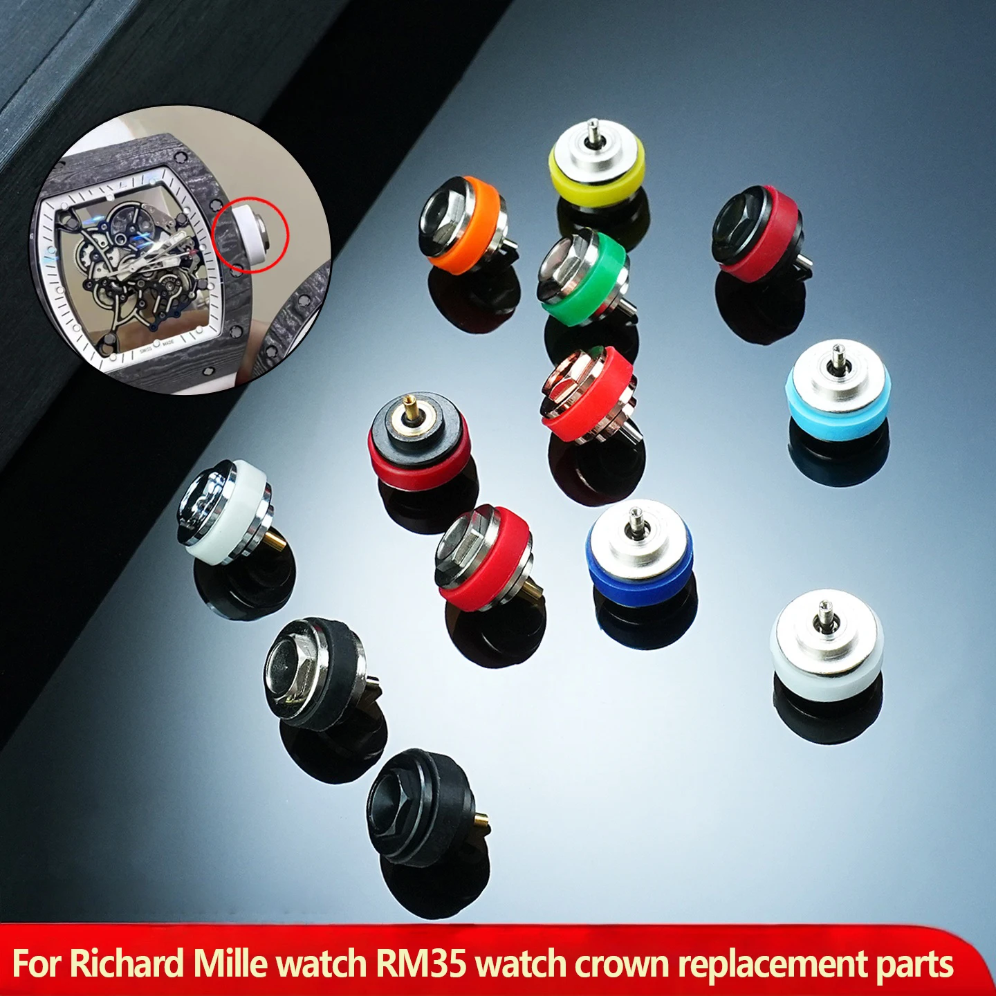 

Медная + силиконовая водонепроницаемая заводная головка для часов Richard Mille RM35, запасные части для автоматических механических часов с водонепроницаемым кольцом