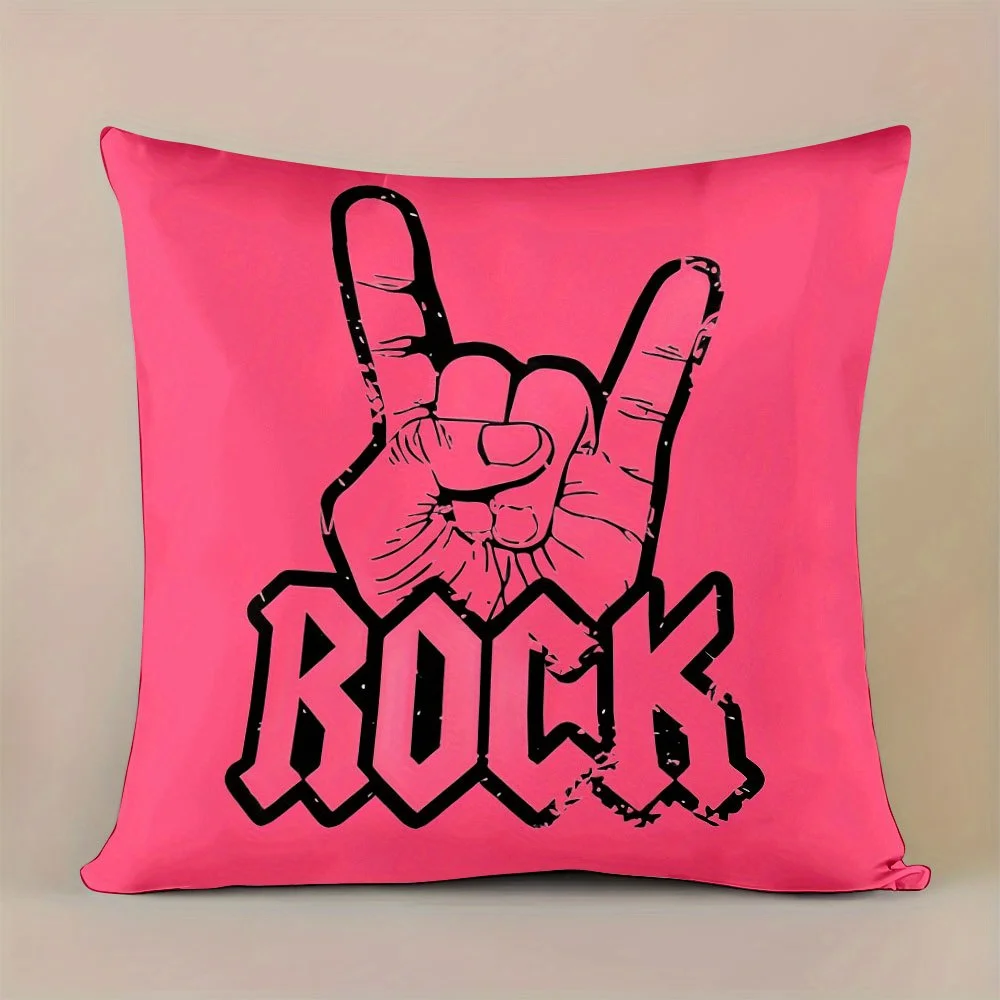1pcs rock hand gesture pillow cover vibrant pink cushion with 