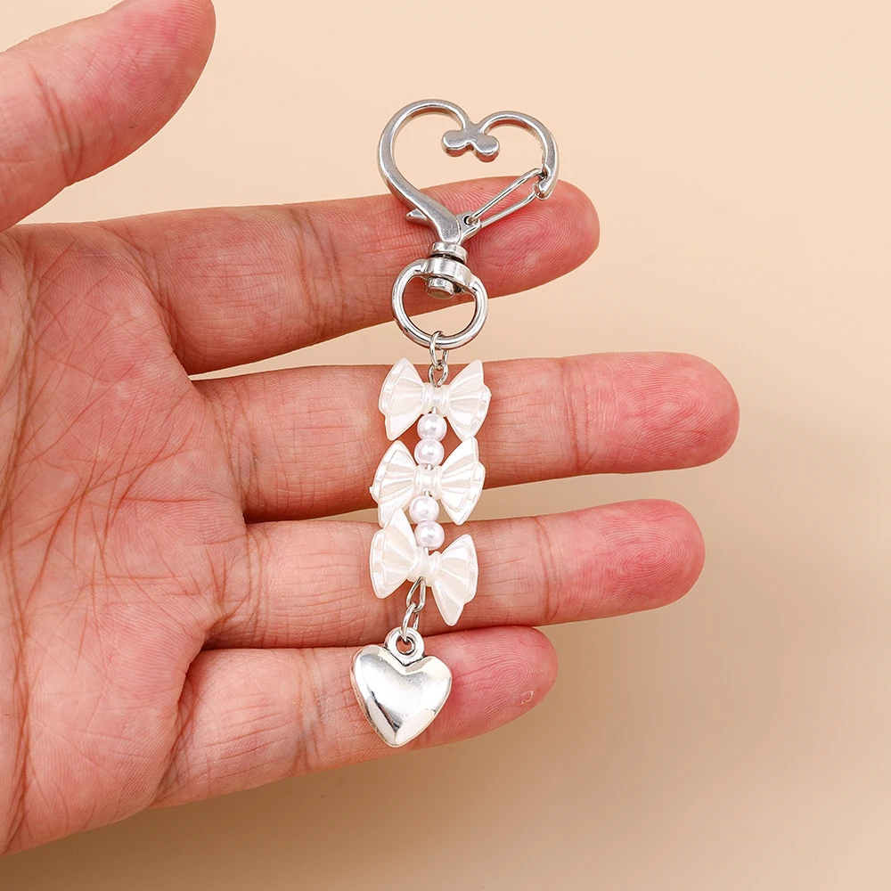 Aihua süße Y2K Metall Perle Liebe Herz Schleife Schlüsselanhänger für Frauen Mädchen Handtasche Anhänger DIY Schlüsselanhänger handgemachte Schmuck Geschenke – Detail 9