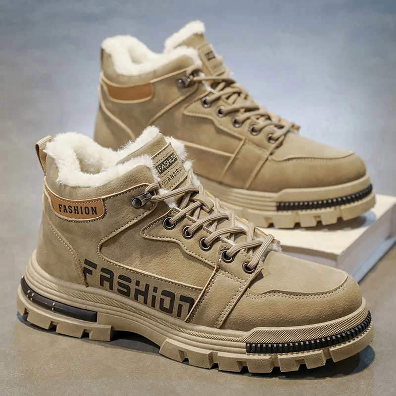 

Men's casual outdoor high top work winter slip-resistant fashion shoes plus size comfort shoe wear-resistant thicken cotton shoe