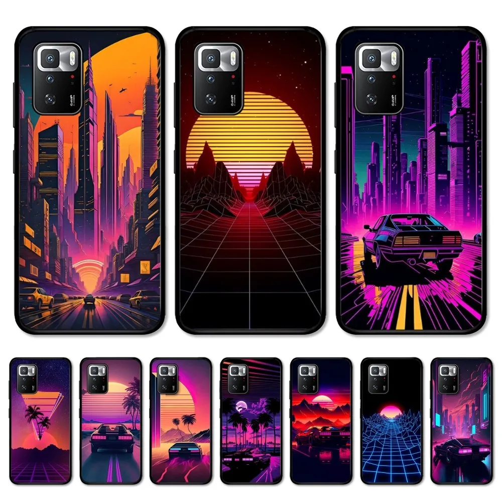 Synthwave Retro 80s Neon colorful Phone Case For Redmi Note 4 X 5 A 6 7 8 Pro T 9 Pro 9S 10 Pro 11 Pro 11S 11Epro PocoM3pro