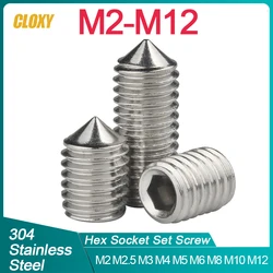 5/ 10/ 20pcs M2.5 M3 M4 M5 M6 M8 M10 M12 304 Stainless Steel Hex Hexagon Socket Allen Cup Point Grub Screw Set Screw Bolt DIN914