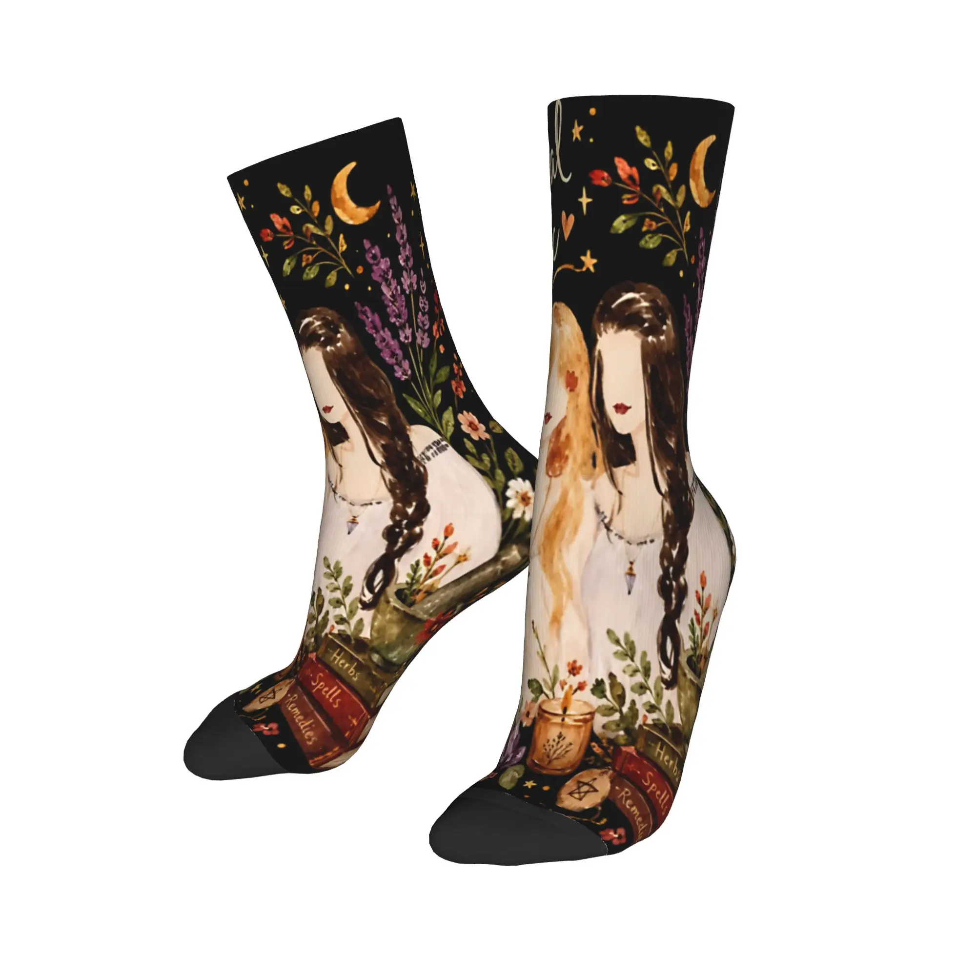 Practical Magic Witchcraft Witches Spellbook Herbalism Socks for Women Men Breathable  Cozy Crew Socks Non-slip