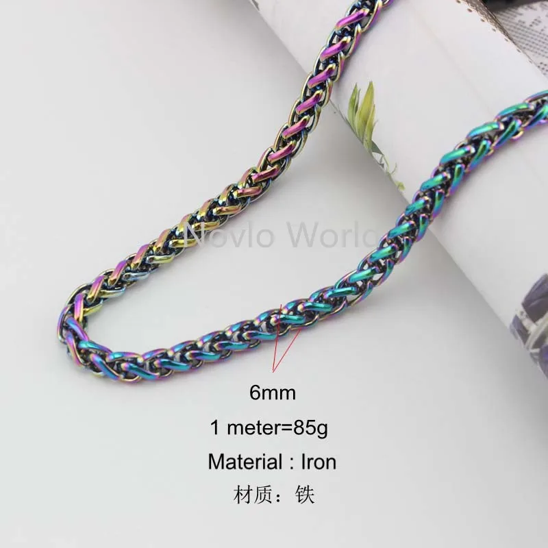 1 meter test, 6mm wide, high-grade rainbow metal chain bag lantern chain handbag shoulder bags chain handle pull accessories