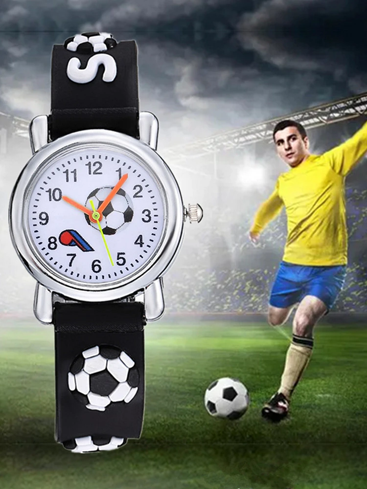 Football Silicone Kids Watches Cartoon Ball Wristwatch Boy Sports Quartz Wristwatch Children Clock Birthdays Gift Montre Enfant