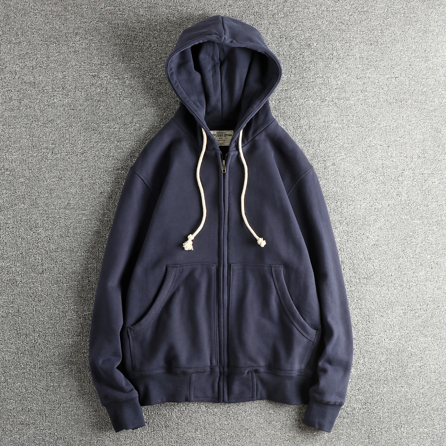 

Heavy velvet thickened hooded sweatshirt men's American retro trendy autumn and winter zippered cardigan youth jacket