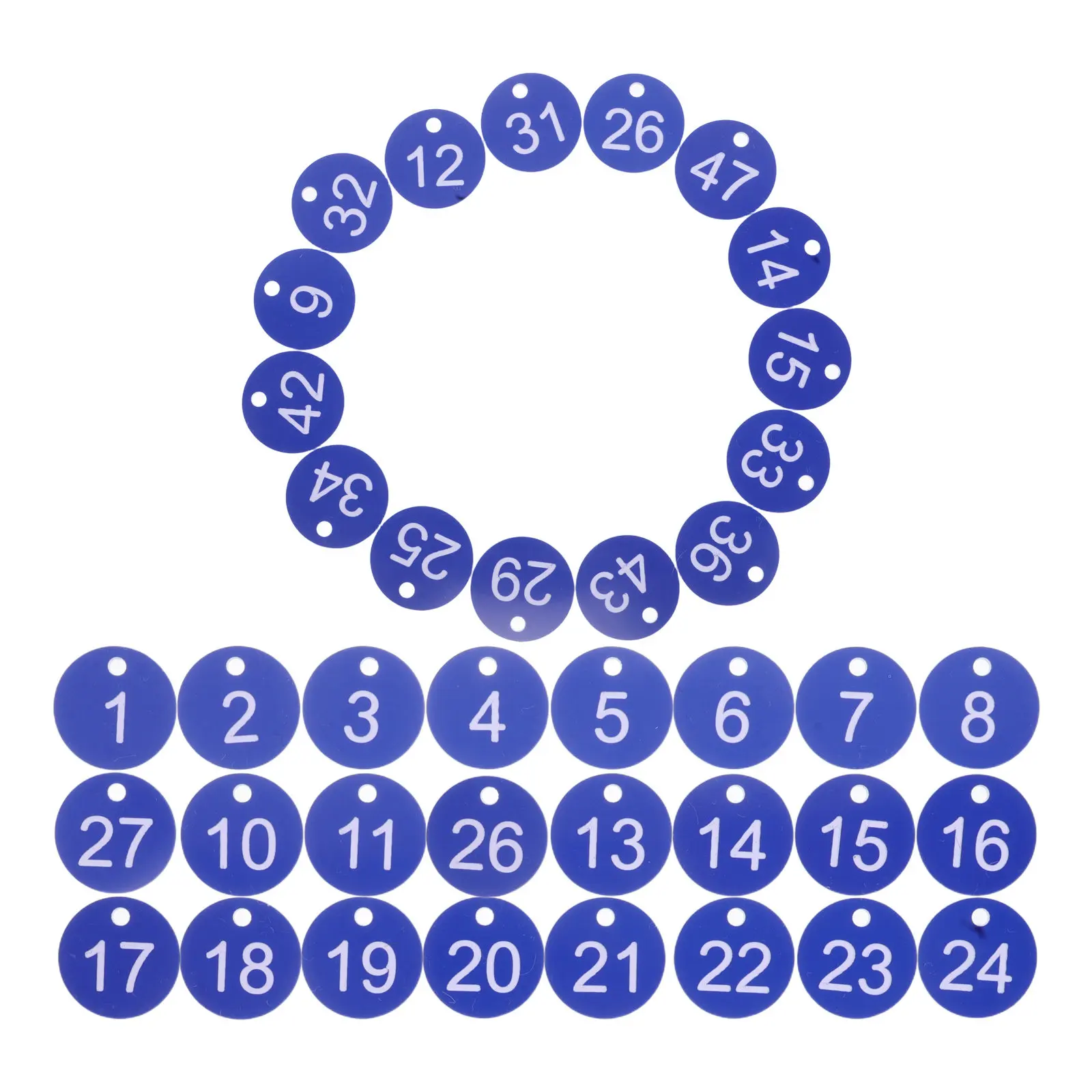 

50Pcs Storage Key Tags Plastic Number Cards 1-50 Engraved Reusable Identification Labels with Hole Key Organizer for Home Office