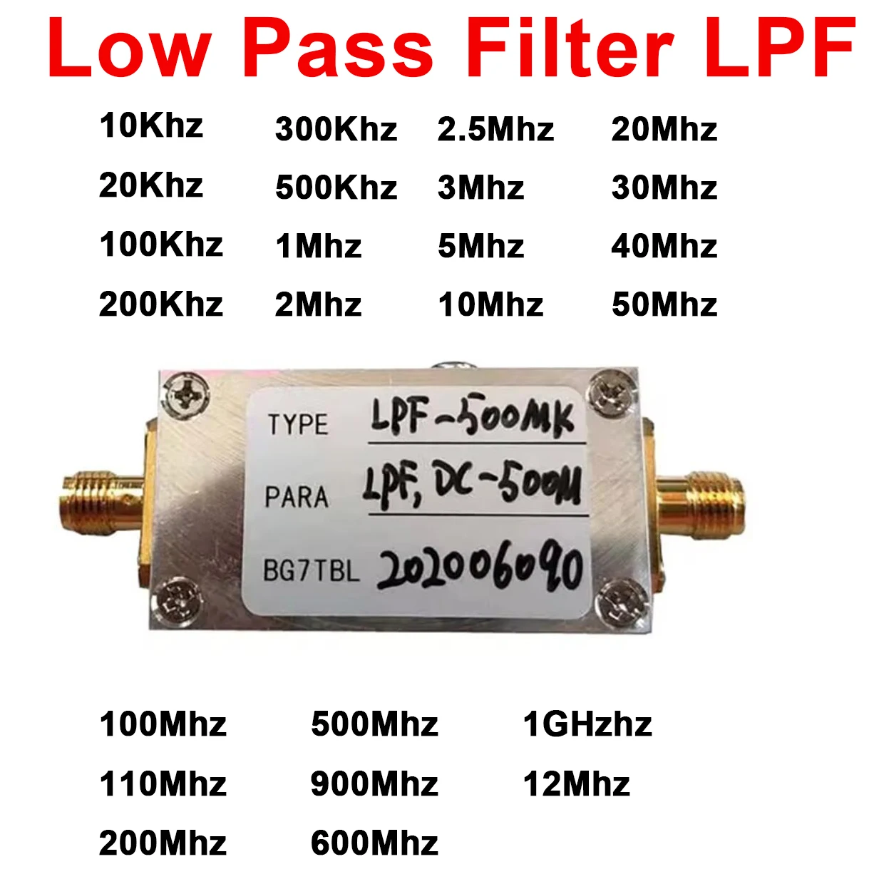 low pass filter sma radio rf amplificador de potencia receptor transmissor ondas medias ondas curtas fm vhf uhf walkie talkie lpf 100k 1ghz 01