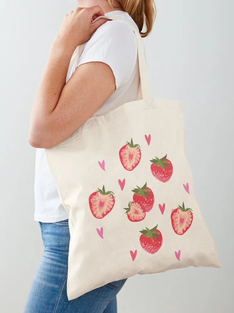 

Strawberry Love Tote Bag hand bag sacs de shopping cute pouch bag eco folding