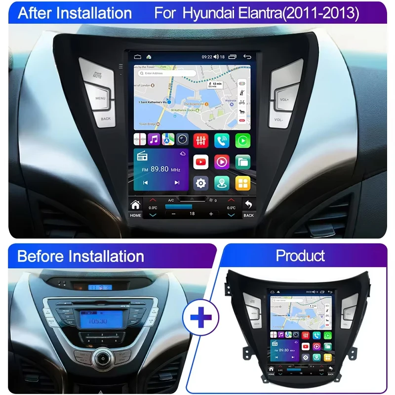 9.7 Inch For Hyundai Elantra Avante I35 2011-2013 Android Car Radio Multimedia Auto Video Player Navigation GPS Carplay 2din DVD