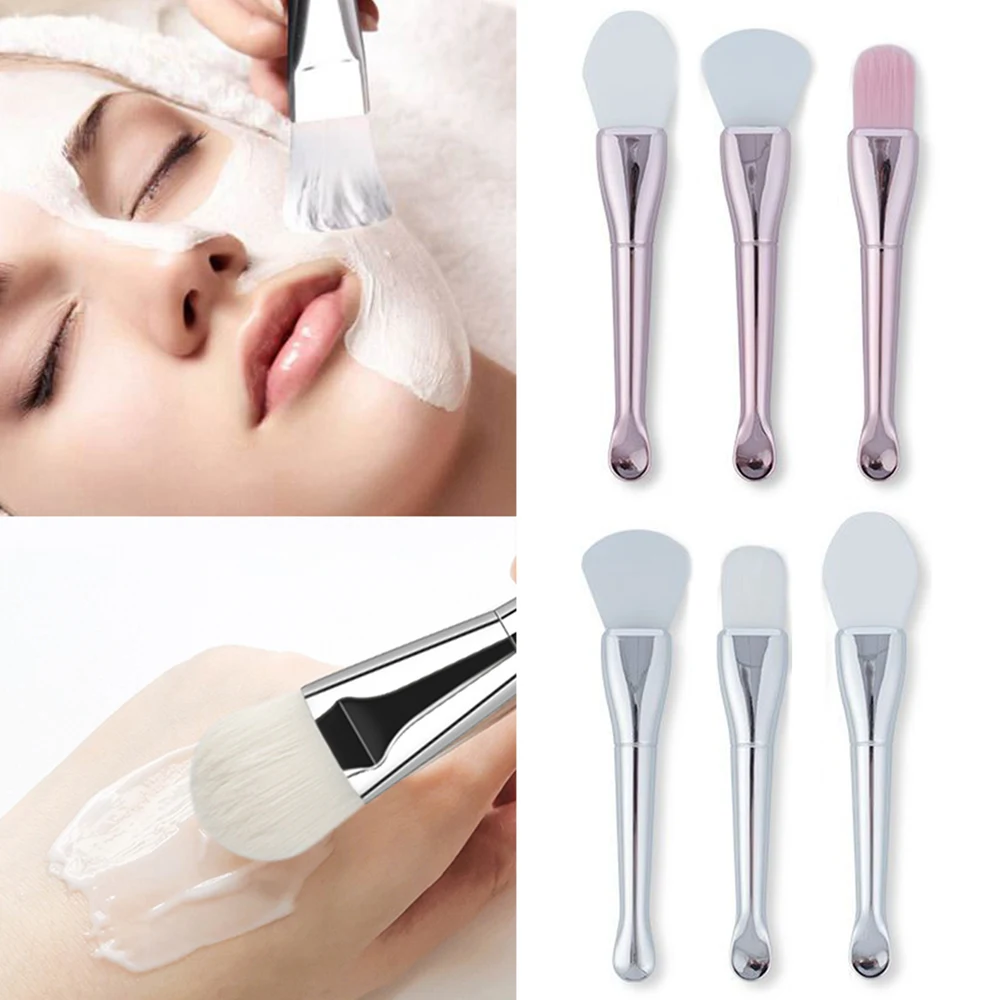 Cepillo de silicona para mascarilla Facial, cabezal suave con raspador, cepillo de película de barro integrado de doble uso, herramienta de belleza