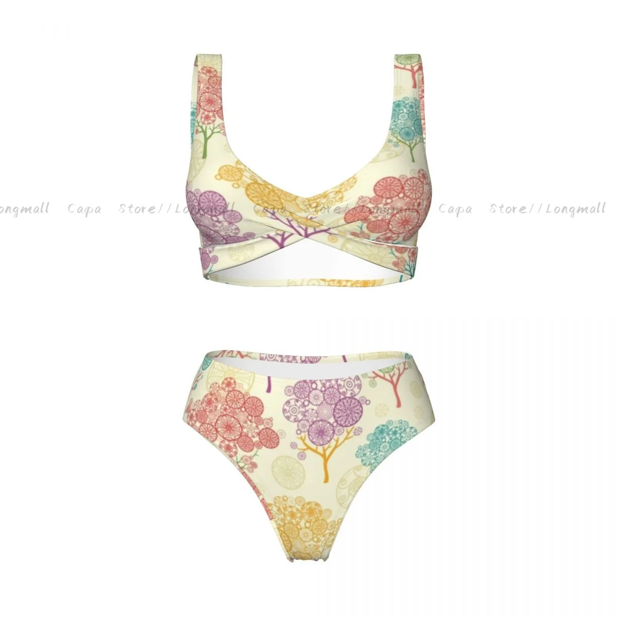 Sexy bikini set kleurrijke abstracte bomen achtergrond badmode vrouwen twee stukken badpak beachwear vrouwelijke badpakken