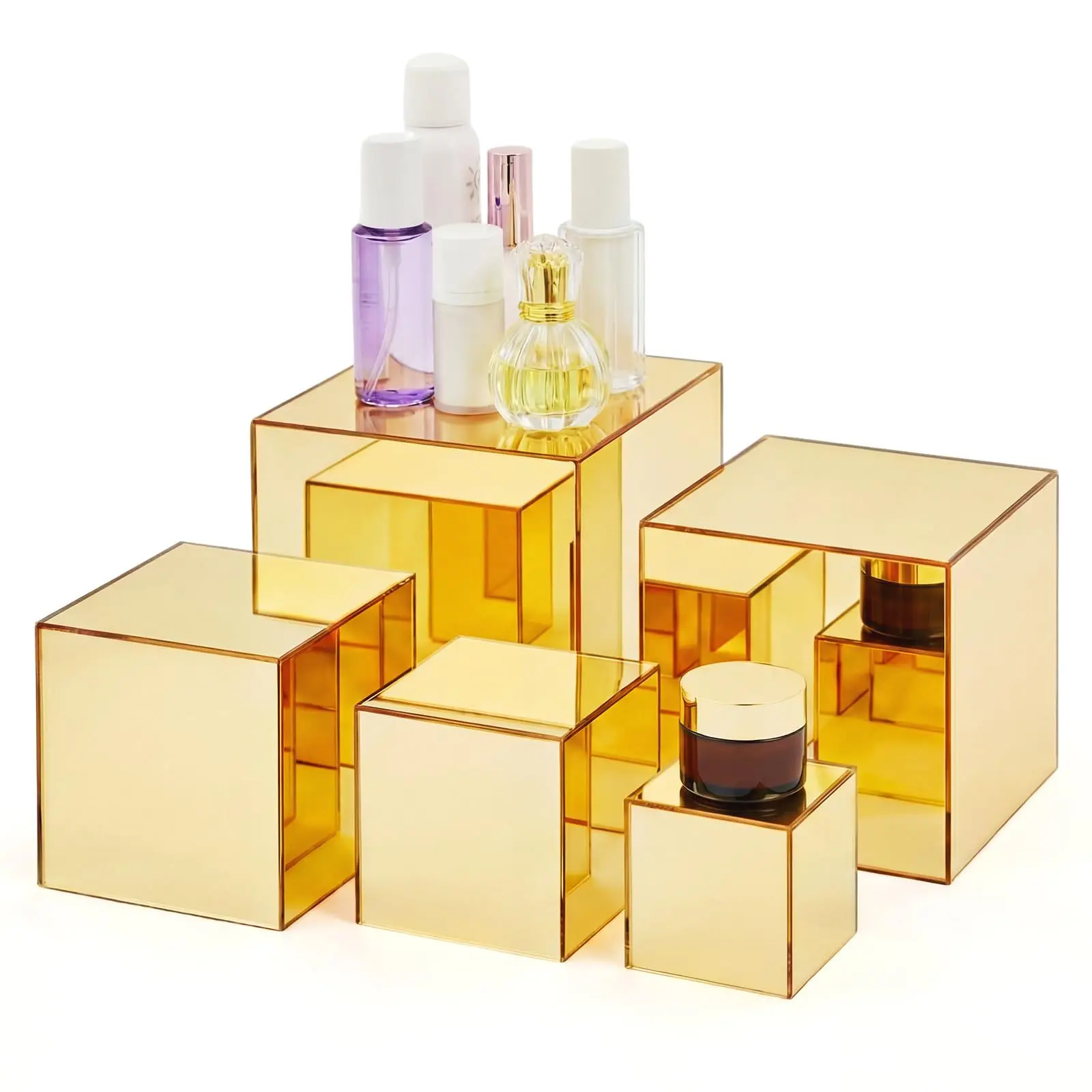 5-Piece acrylic cube bracket with hollow bottom mirror display box jewelry perfume dessert catering decoration