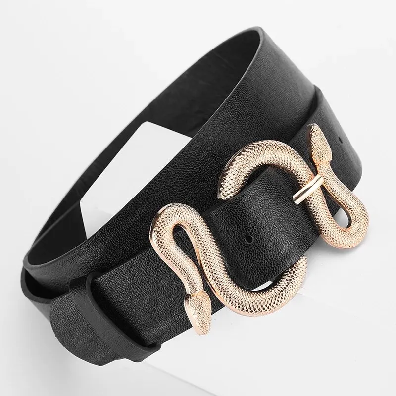 Women's Belt Trend Retro Snake Buckle Belt Fashion Casual Pu Leather Belt With Dress Jeans Belts Gift For Women and Girlfriend