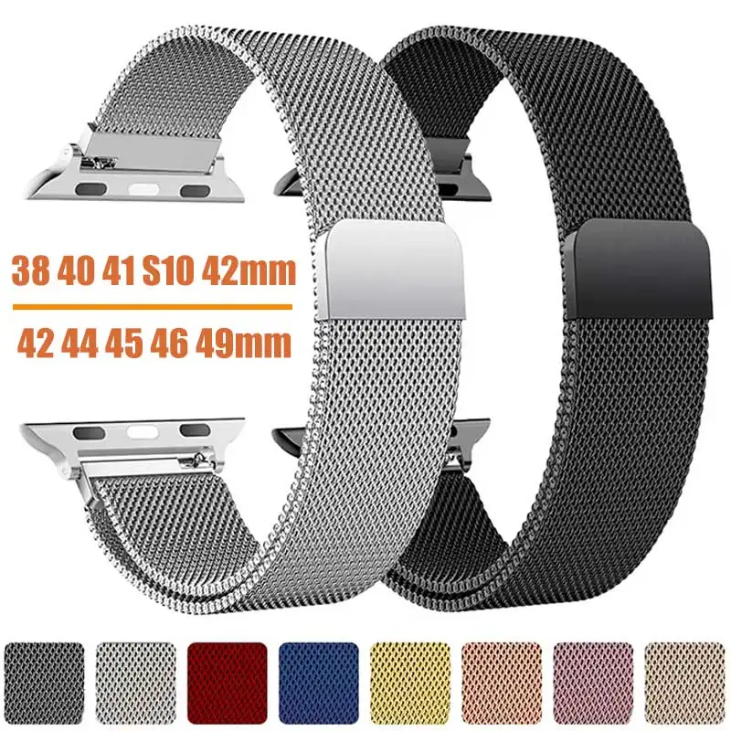 Pulseira de laço milanês para apple watch band 44mm 40mm 45mm 41mm 46mm 42mm 44mm ultra 2 49mm correa pulseira série 10 9 8 7 6 se 5