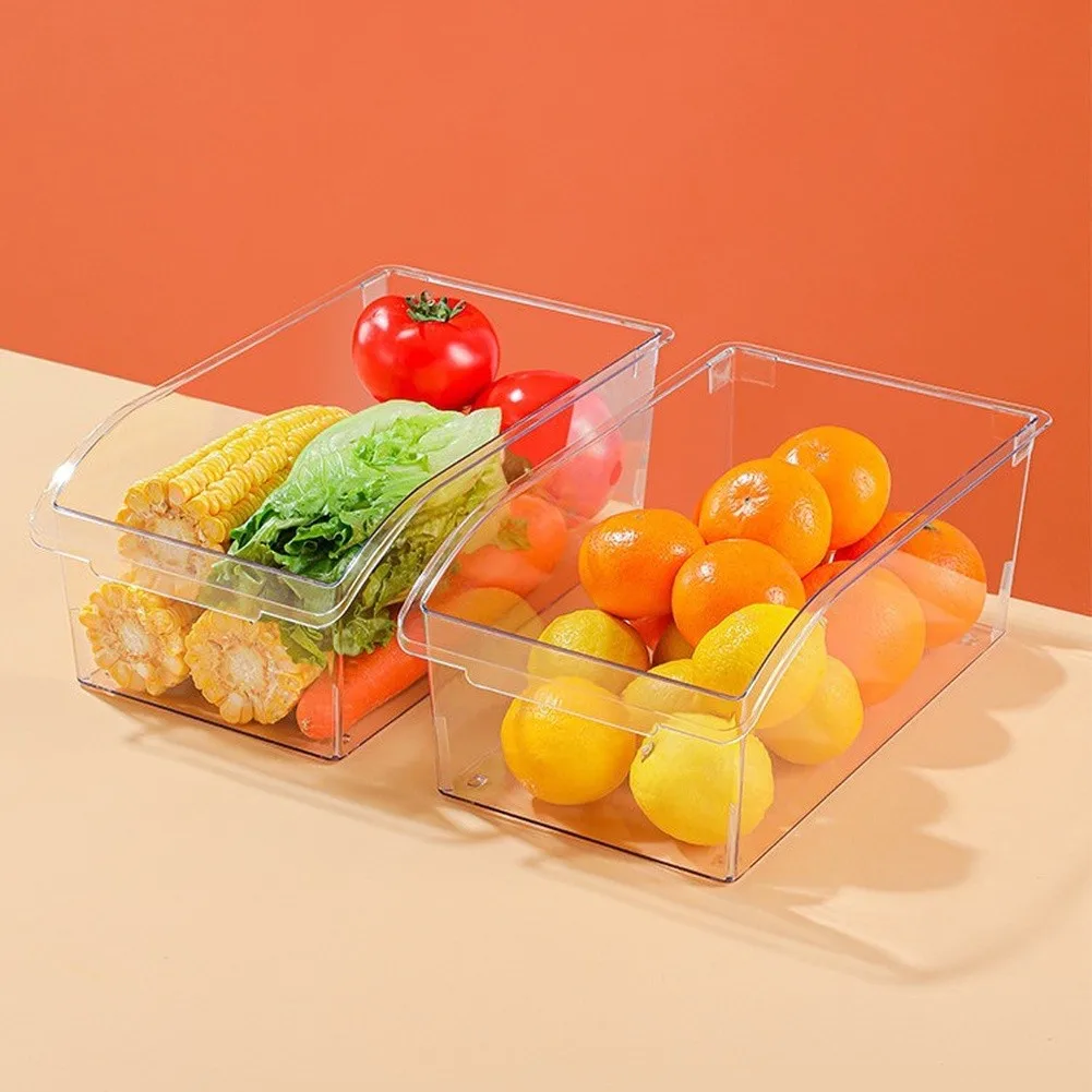 High-Transparency Refrigerator Storage Box Fresh-keeping Box Household Vegetable Fruit Auto Rolling Dispenser Fridge Organizer