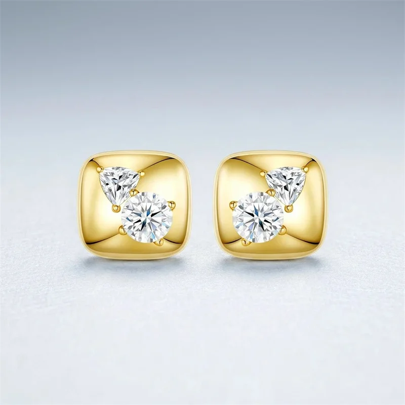 ZFSILVER Classic Square Heart Earring Charms s925 Sterling Silver Moissanite Party Women's Fashion Jewelry Accessory Gift E17899