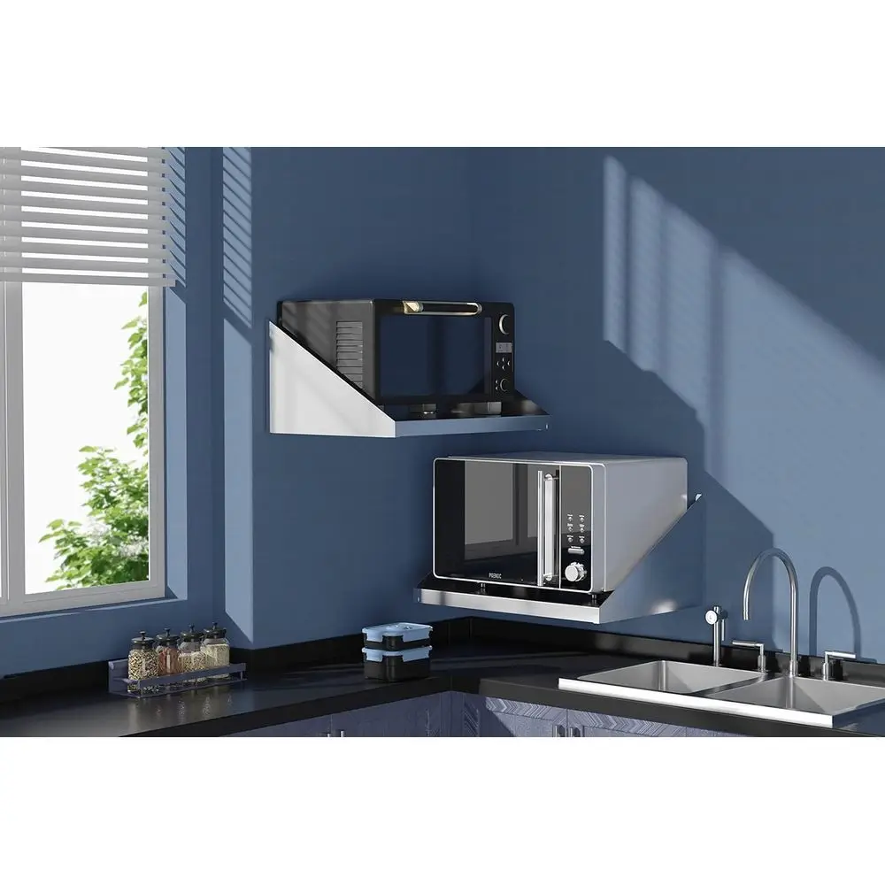 Rak Dinding Stainless Steel 15x20 Inci untuk Microwave Berat, Ideal untuk Dapur, Restoran, dan Hotel