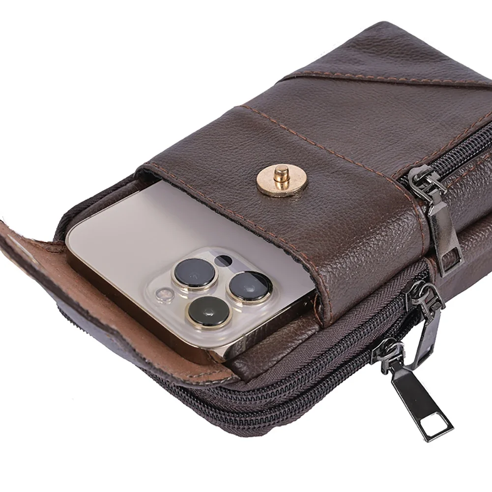 Men Stylish Crossbody Bag Waterproof Leather Vintage Waist Pouch Lightweight Fashion Sling Bag Male Travel Outdoor Bag