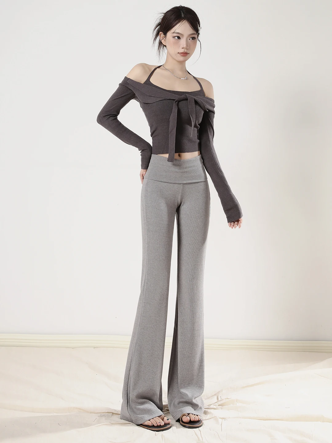 Etam American Sle Hohe Taille Abnehmen Micro Schlaghose Damen Lazy Yoga Sport Freizeithose Niedrige Taille Elastisch