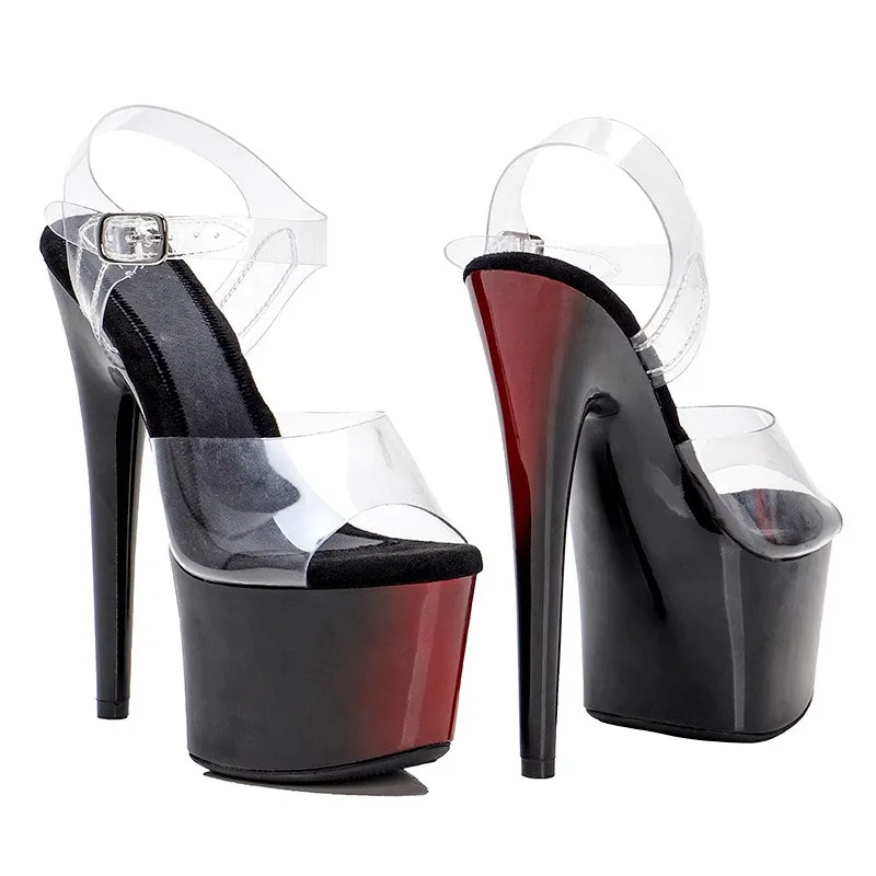 Wanita 17CM/7 inci PVC atas Plating Platform seksi High Heels sandal tiang sepatu dansa 045