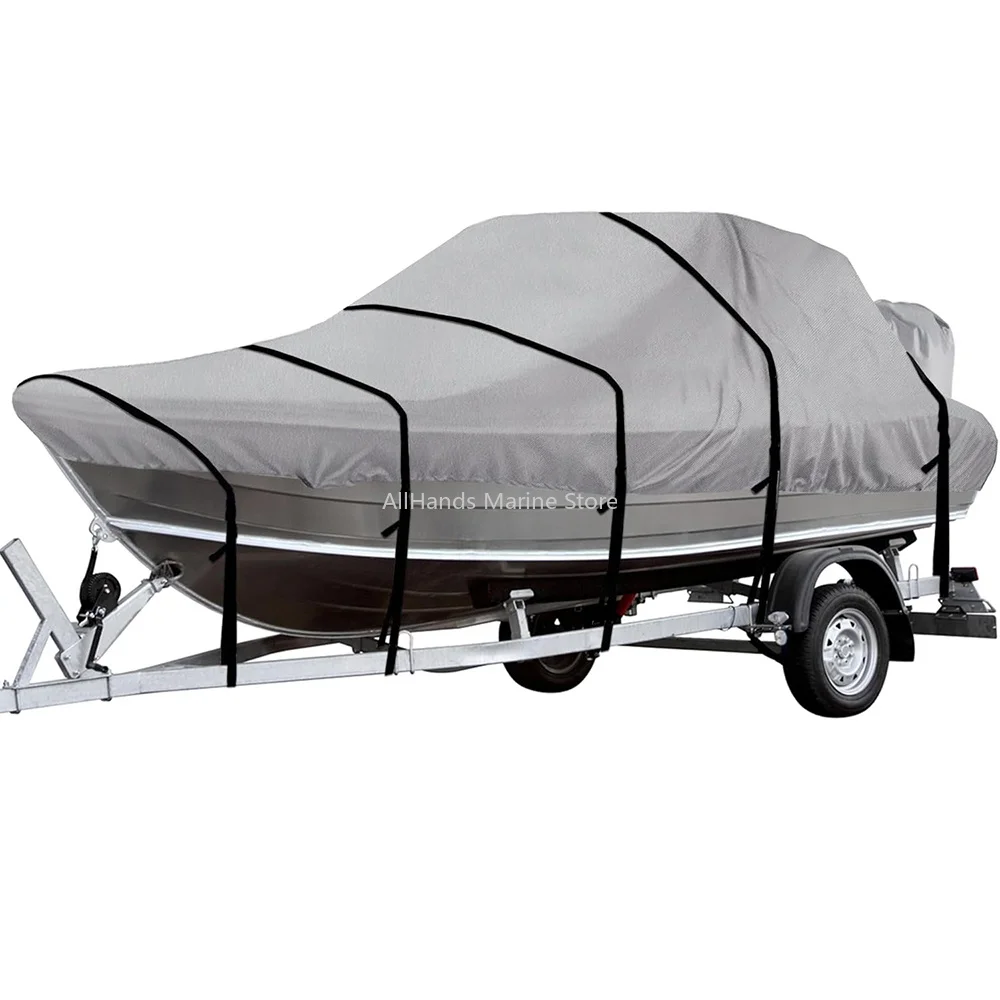 Universal Waterproof 600D Marine Grade Polyester Boat Cover With Straps Durable And UV ProofBoat Cover