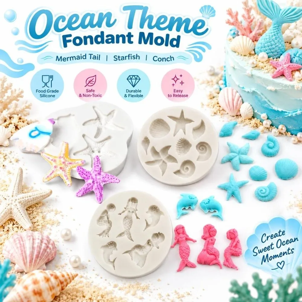 3PCS Flexible Mermaid Tail Silicone Mold Food Grade Silicone Non-Stick Silicone Baking Mold Heat Resistant