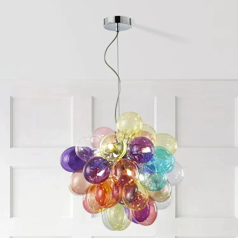 Colorful Modern Decoration Bubble Chandelier Living Room Clothing Store Glass Ball Creative Children's LED Home Bedroom Lights