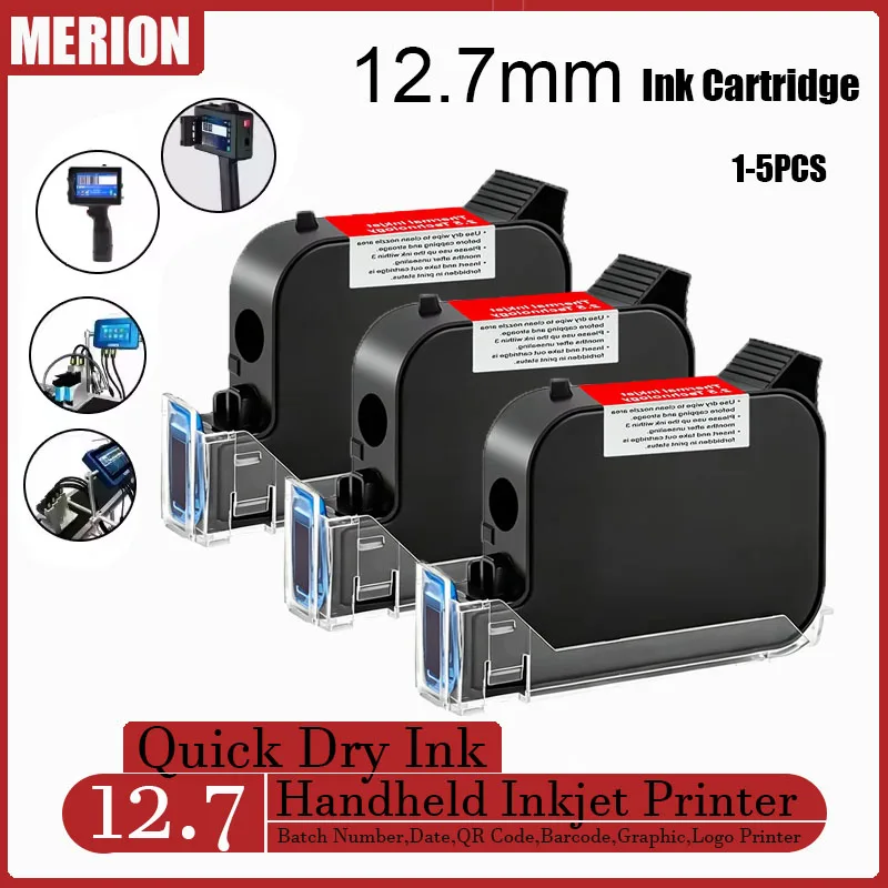 12.7mm 42ML Black Red Blue Green Printer Ink Cartridge Quick-drying Print Height Universal for Handheld Inkjet Printer