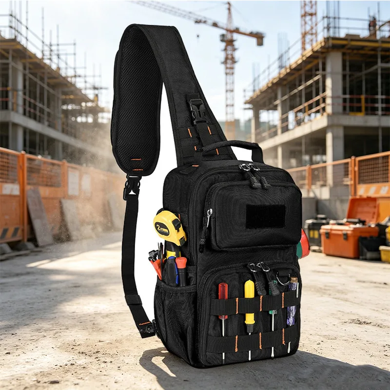 Electrician's Tool Shoulder Bag，Oxford Tool Storage Bag，Multi-pocket Technician Repair Tool Kit，Suitable for HVAC Applications、C
