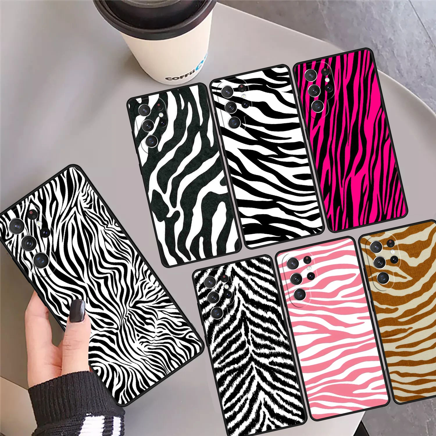 زيبرا طباعة كليب الفن سيليكون لينة الجانب قضية الهاتف غطاء لسامسونج S25 S24 الترا S23 S22 زائد S21fe S20 نوت 10 برو 20