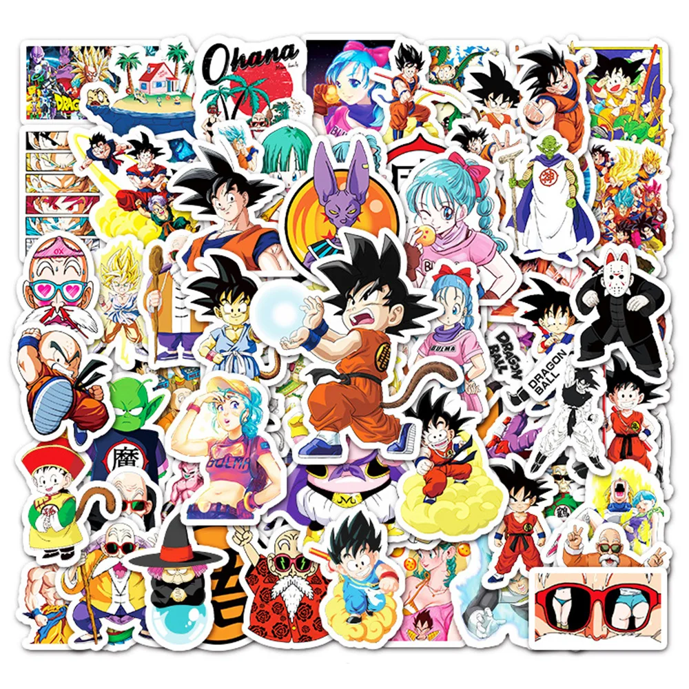 50/100pcs Cartoon Dragon Ball Anime Stickers Decals Skateboard Laptop Motorcycle Cool Graffiti Waterproof Sticker for Kids Toys