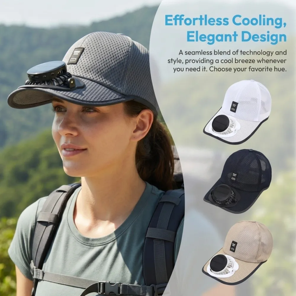 

Sun Protection Solar Powered Fan Hat Strong Wind Lightweight Breathable Mesh Sun Hat Unisex Portable Summer Fan Visor Cap