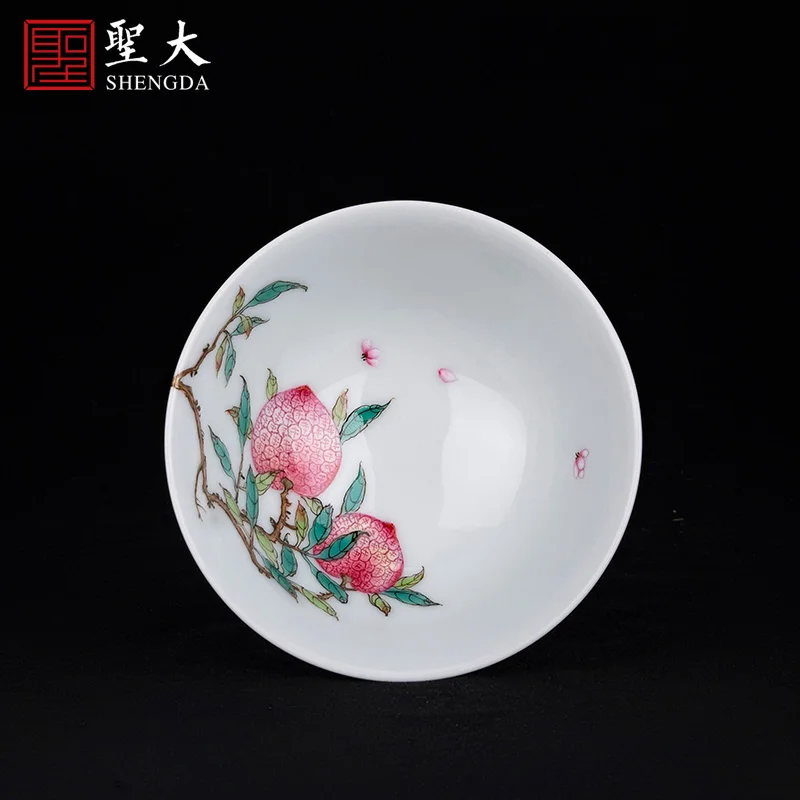 |Zhong Xinchun pastel litchi Master Cup Jingdezhen hand-painted high-grade tea set Kung Fu tea cup tea cup