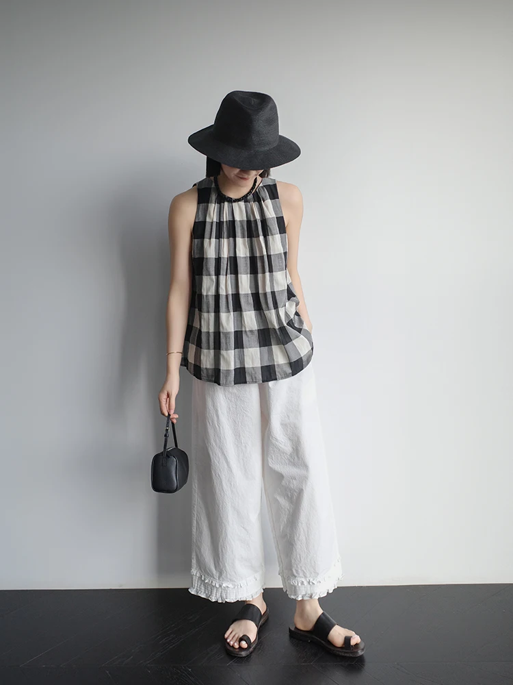 Pantalones de pierna recta de algodón blanco para mujer primavera 2025 japonés Sle holgado ajuste l cintura elástica Ba ket nueve medias