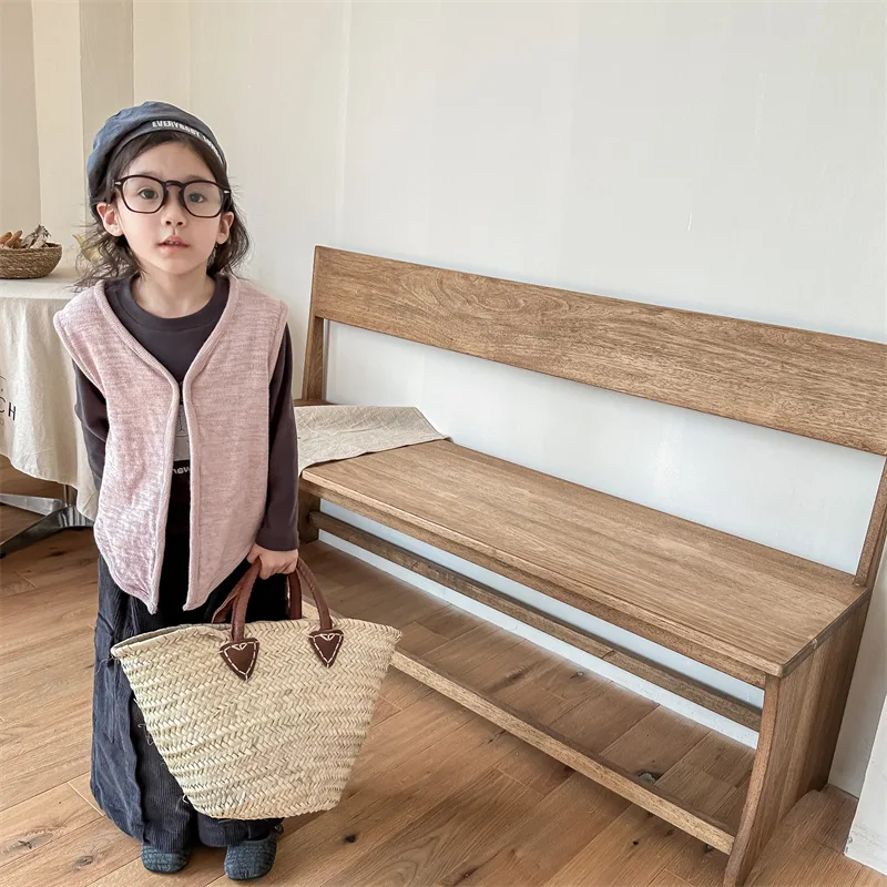 

Childrens vest 2026 spring new Korean version solid color knitted casual fashion western-style daily layered vest