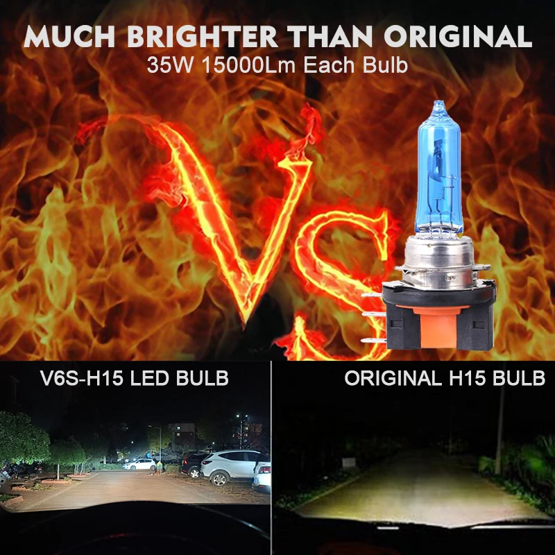 Lamparas De Led H15 70W 15000Lm Replace Halogen Low Beam DRLs Plug and Play H15 Led Headlight Bulbs Car Lights