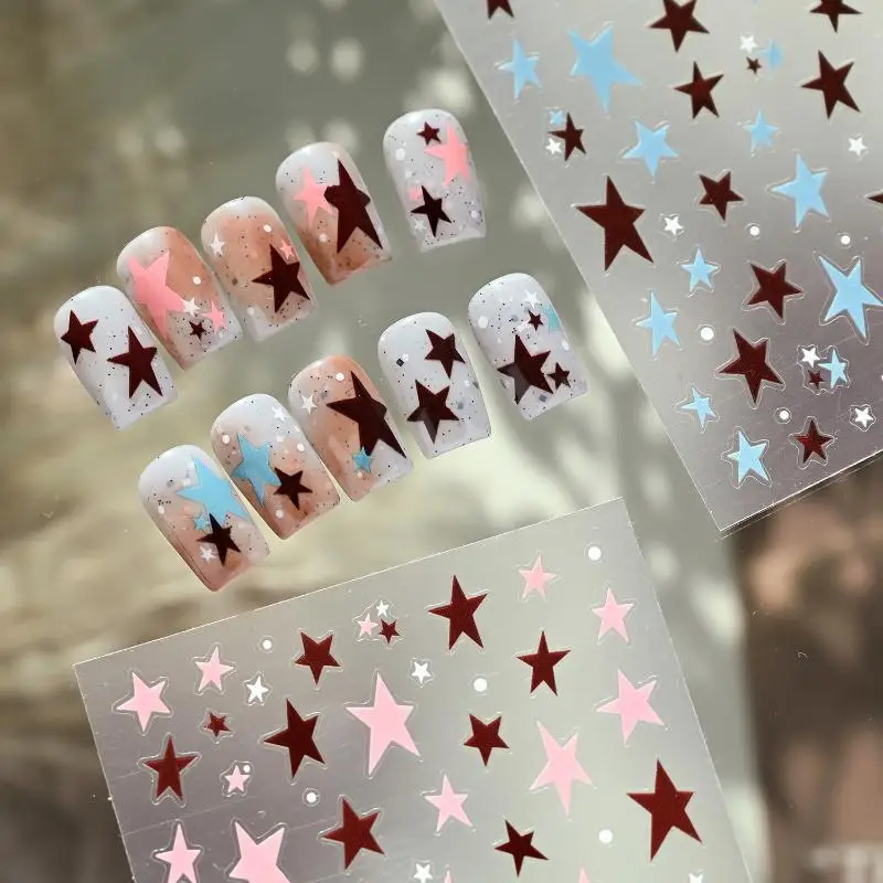 Pentagram Nail Stickers Irregular Star Nail Decals Waterproof Adhesive DIY Nail Art Supplies for Women Girls