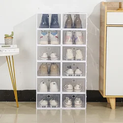 Household Transparent Shoe Storage Box Plastic Assemblable Shoe Box Suit for Sneaker Slipper High Heels Home Storage Supplies